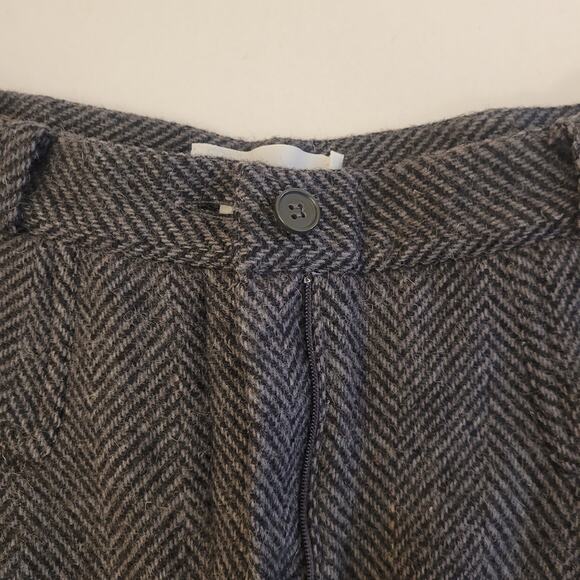 Calitessa Italy Wool Herringbone Pleated Cuffed Pants Gray Juniors Sz 7 Vintage - Picture 5 of 9